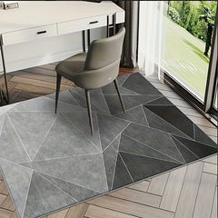 Gray Geometric Pattern Area Rug Non Slip Washable Indoor Mat for Living Room Bed