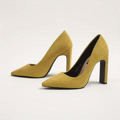 Suedette Pattern Stiletto Heel Slip On Point Toe Shoes