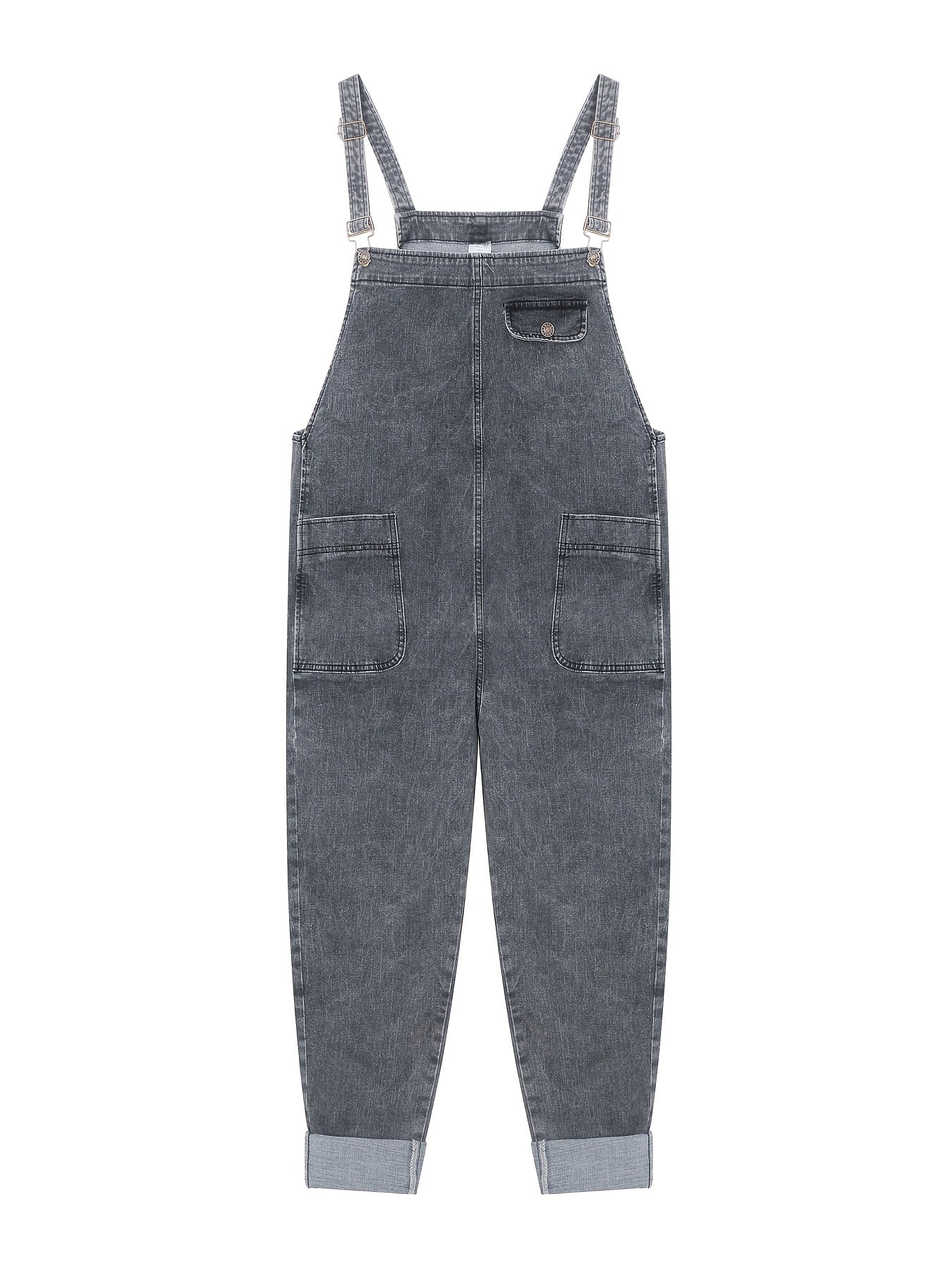 High Rise Straight Leg Denim Overalls Women's Plus