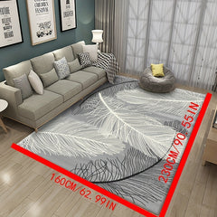 Leaf Print Area Rug Non Shedding Floor Carpet Anti-slip Backing Machine Washable