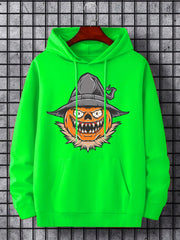 Men's Pumpkin Graphic Hoodie Halloween Style Drawstring Hooded Sweatshirt