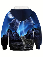 Fashionable Wolf 3D Print Boys Sweatshirt Hoodie For Spring Fall