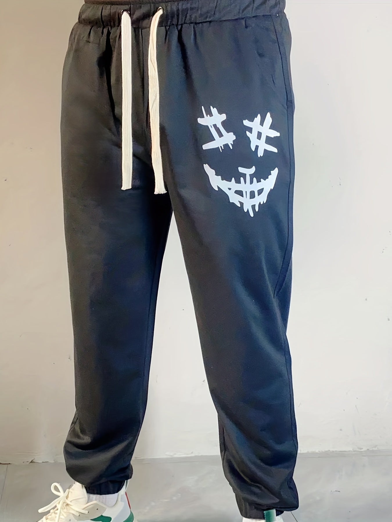 Men's Smiling Face Print Jogger Sweatpants