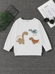 Dinosaur Print Boys Sweatshirt Long Sleeve Crew Neck Tops Kids Clothing