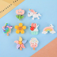 10pcs Random Mixed Unicorn Windmill DIY Resin Charms Accessories