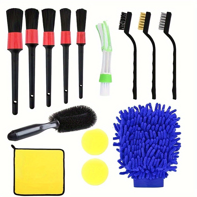 14 pc Cleaning Brush Kit Microfiber Towel Auto Detail Tool