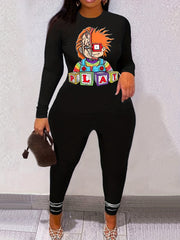 Cartoon Boy Print Two piece Set Casual Long Sleeve T-shirt & Leggings Outfit