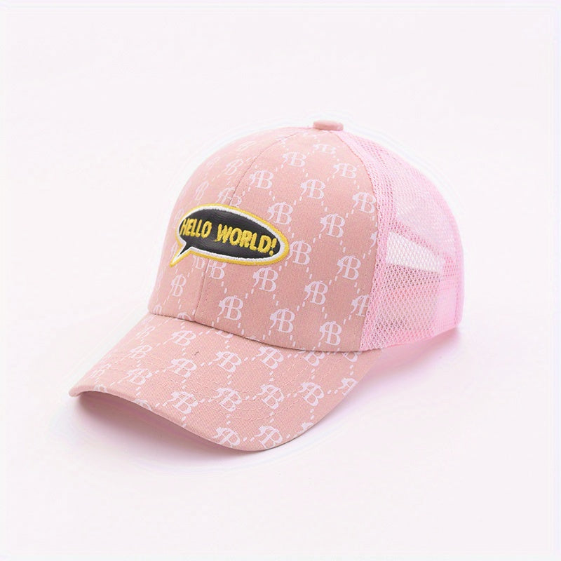 Kids Letter Embroidery Baseball Cap Mesh Sun Protection Hat