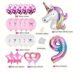 21pcs Unicorn Birthday Number Balloons - Make Your Party Magical