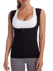 Zipper Sports Sweat Tank Top Sleeveless Fitness Activewear