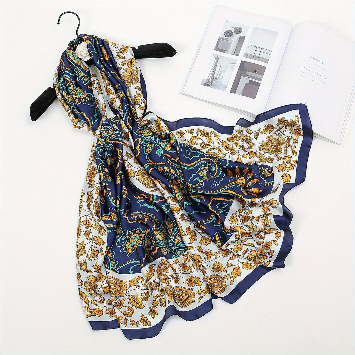 Printed Silky Scarf Sunscreen Satin Shawl Wrap Long Thin Fashionable Wraps