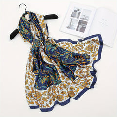 Printed Silky Scarf Sunscreen Satin Shawl Wrap Long Thin Fashionable Wraps