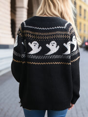 Women's Plus Ghost Print Sweater Round Neck Jumper