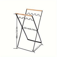 Foldable Portable Outdoor Garbage Rack with Wooden Handle