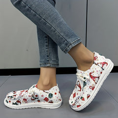 Women's Christmas Lace up Canvas Shoes Non slip Flats