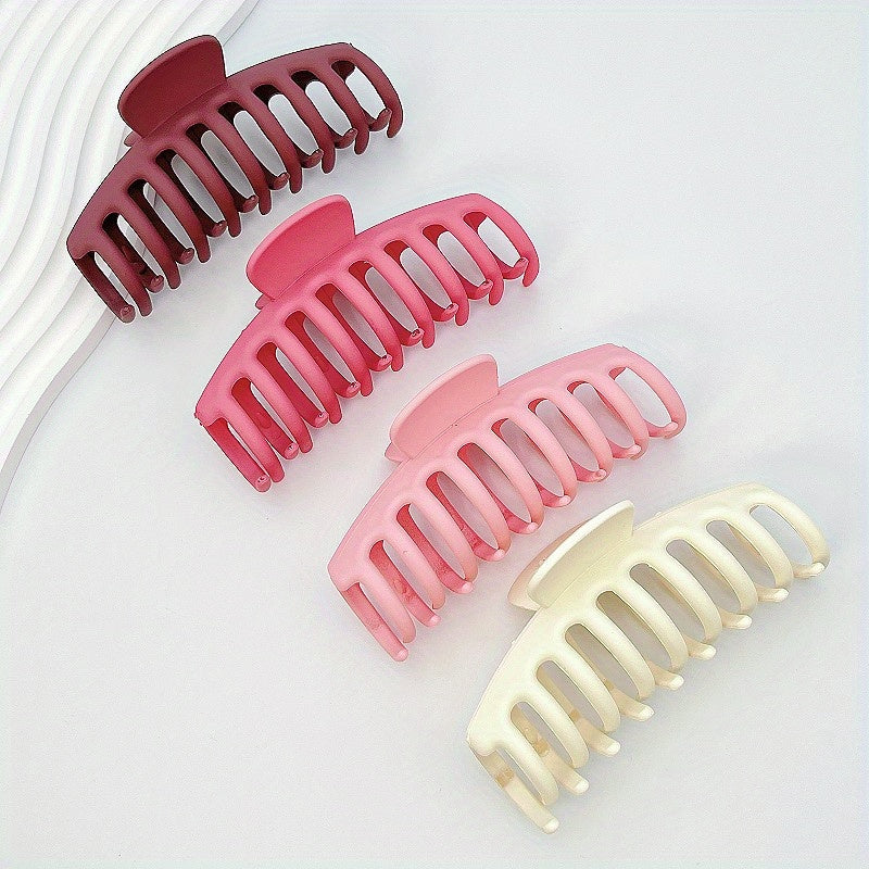 4pcs Large Hair Claw Non Slip Thick Matte Plastic Hair Claw Women's Accessories