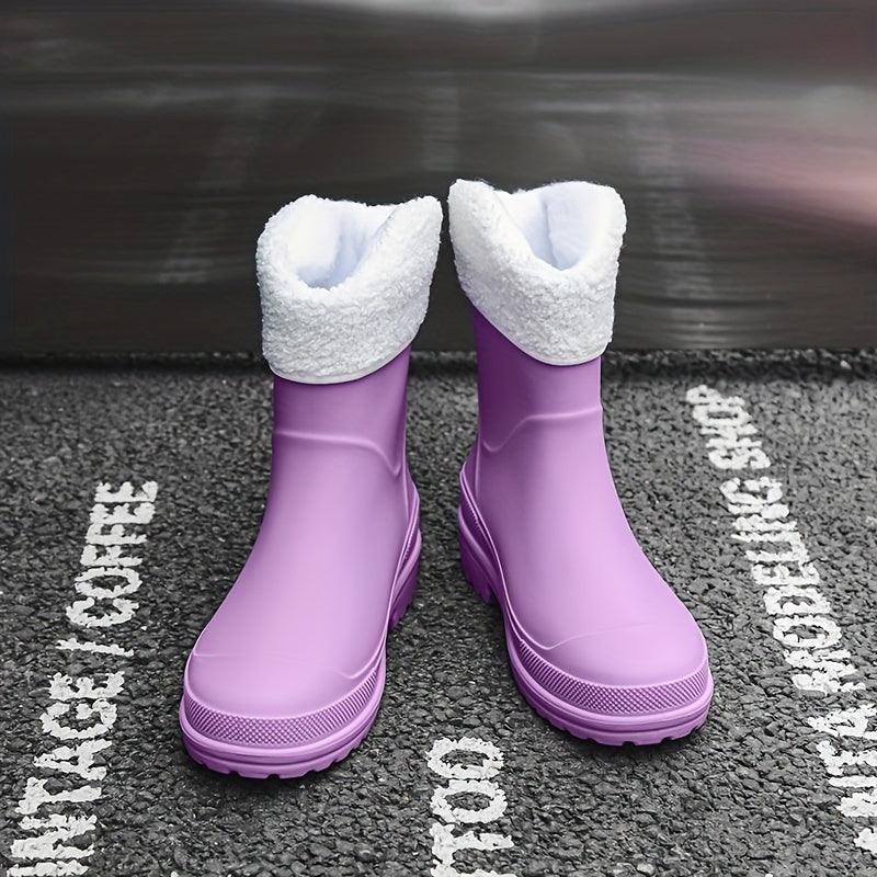 Women's Non-slip Warm Rain Boots Waterproof Outdoor Short Boots