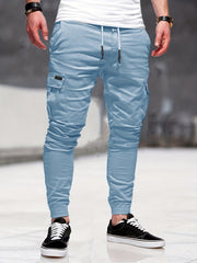 Men's Drawstring Cargo Pants Slim Fit Casual Outdoor Pants