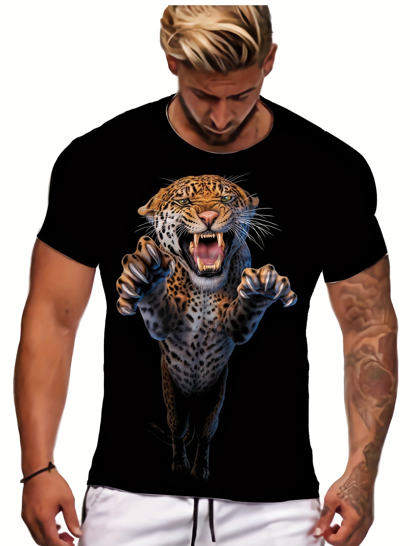 Men's 3D Animals Print T shirt Crew Neck Tee