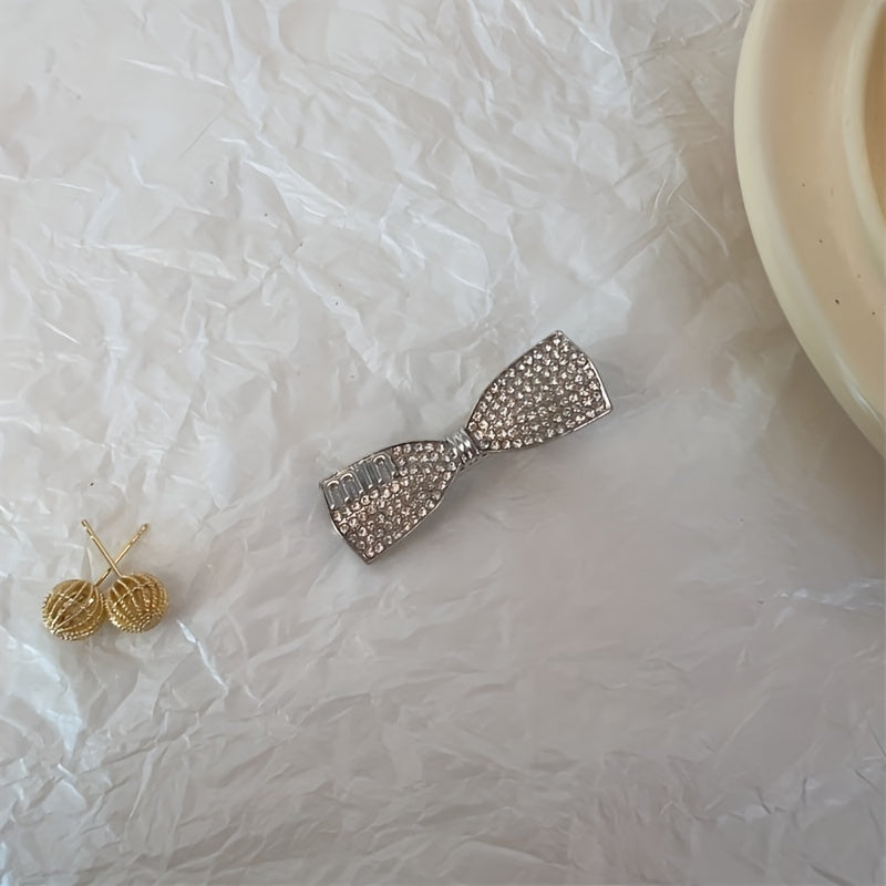 2pcs Rhinestone Princess Hair Clip Bow Side Clip Accessories for Girls