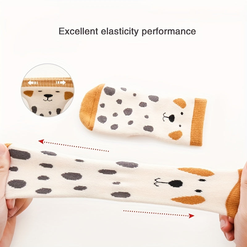 5pairs Kids Anti-Skid Cartoon Pattern Socks with Rubber Dots