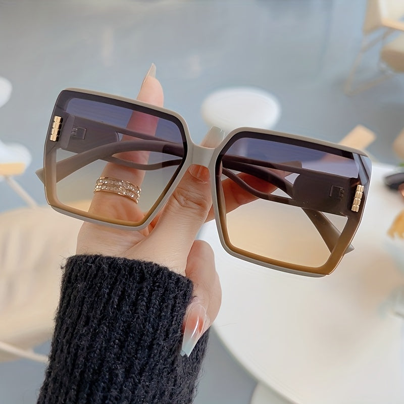Oversized Square Frame Sunglasses Gradient Lens UV400