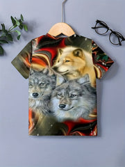 Kids Team Wolves 3D Print T shirt Boys Girls Street Wear