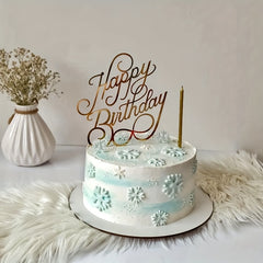 1pc Happy Birthday Art Handwriting Cake Toppers Birthday Cake Toppers Golden