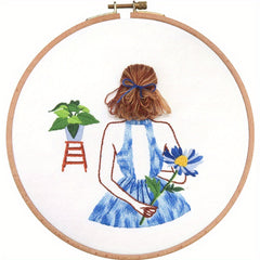 Embroidery DIY Cross Stitch Thread Flower Girl Dance Picture