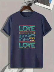 Gin Lover Slogan Pattern Print Men's Comfy Sports T shirt