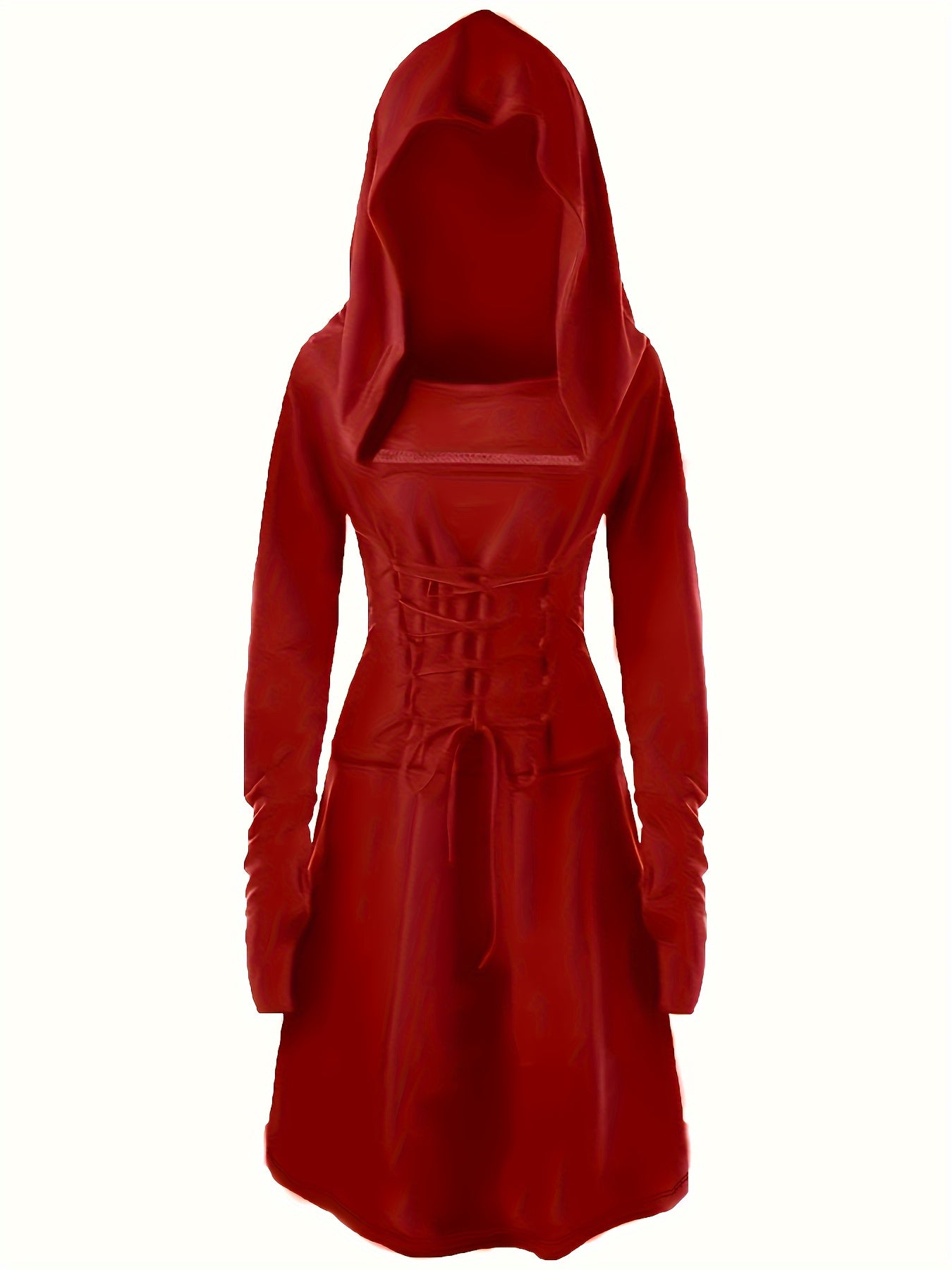 Gothic Lace Up Long Sleeve Hooded Dress