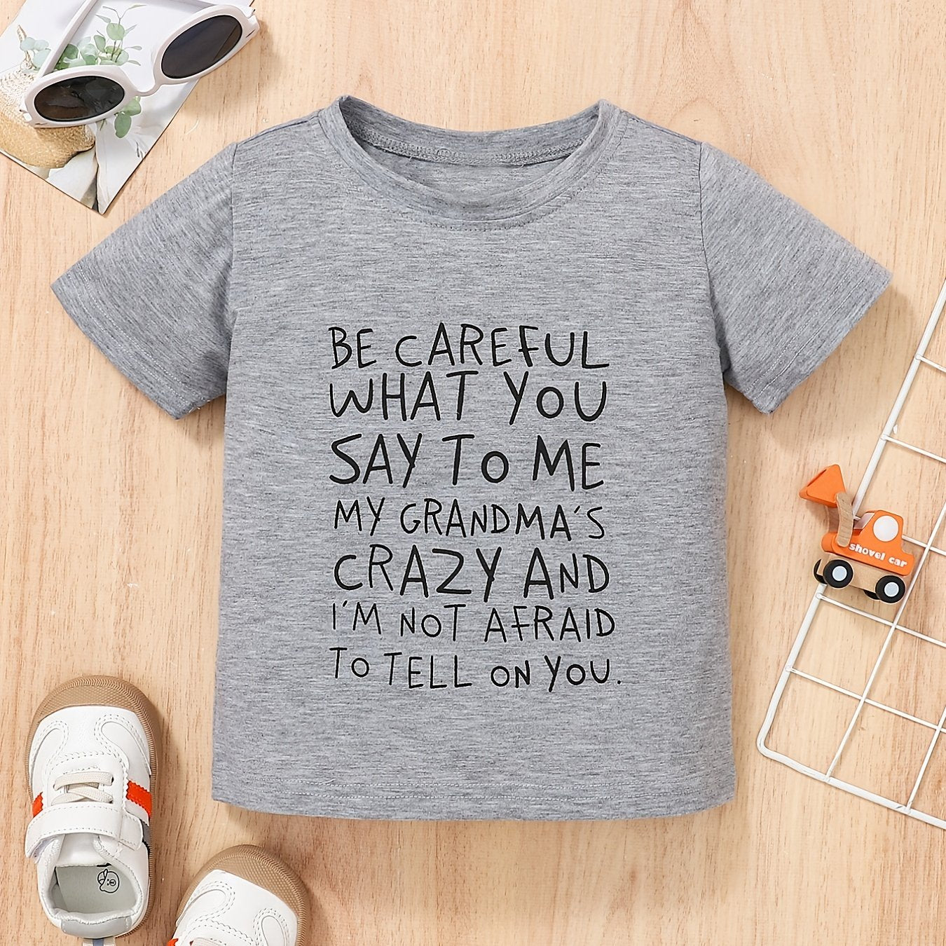 Cute Toddler T-Shirt Letter Print Round Neck Short Sleeve Tee