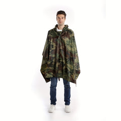 Waterproof Hooded Camouflage Rain Poncho for Camping, Hiking - Halloween Costume