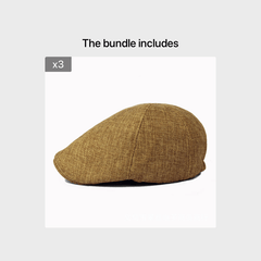 Vintage Linen Newsboy Hat Men's Quilted Beret Cap