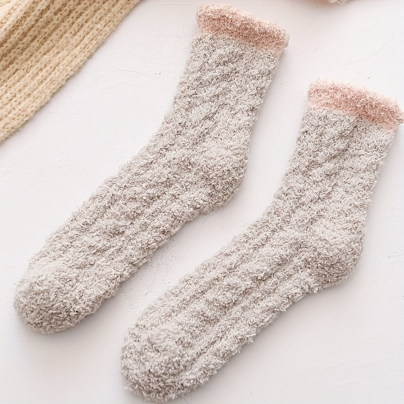 4 Pairs Fuzzy Mid Tube Socks Women's Stockings