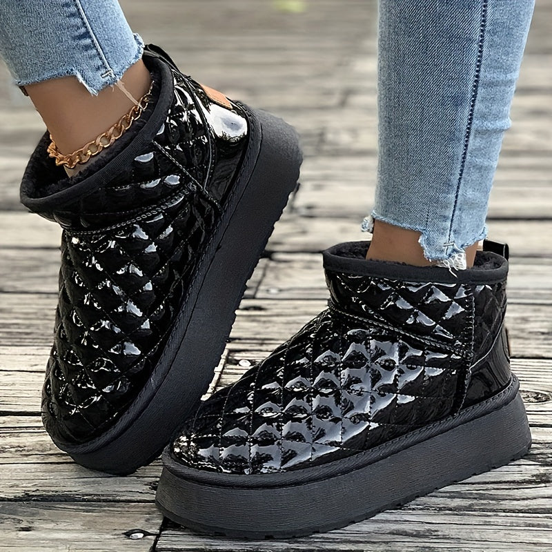 Women's Plush Lined Snow Boots Wear Resistance Non Slip Flat Shoes