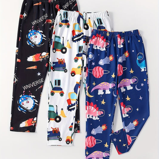 Kid's Cartoon Pattern Pants Elastic Waist Loungewear Comfy Casual PJ
