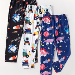 Kid's Cartoon Pattern Pants Elastic Waist Loungewear Comfy Casual PJ