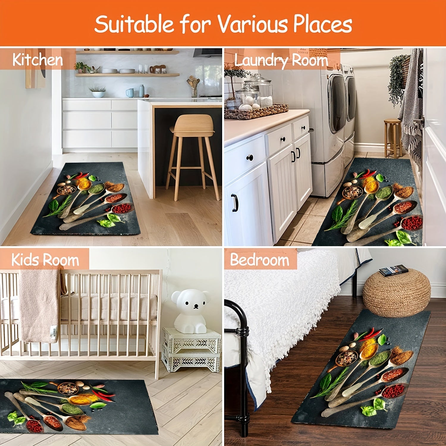 2pcs Soft Kitchen Rug Cushioned Anti Fatigue Kitchen Rug Set