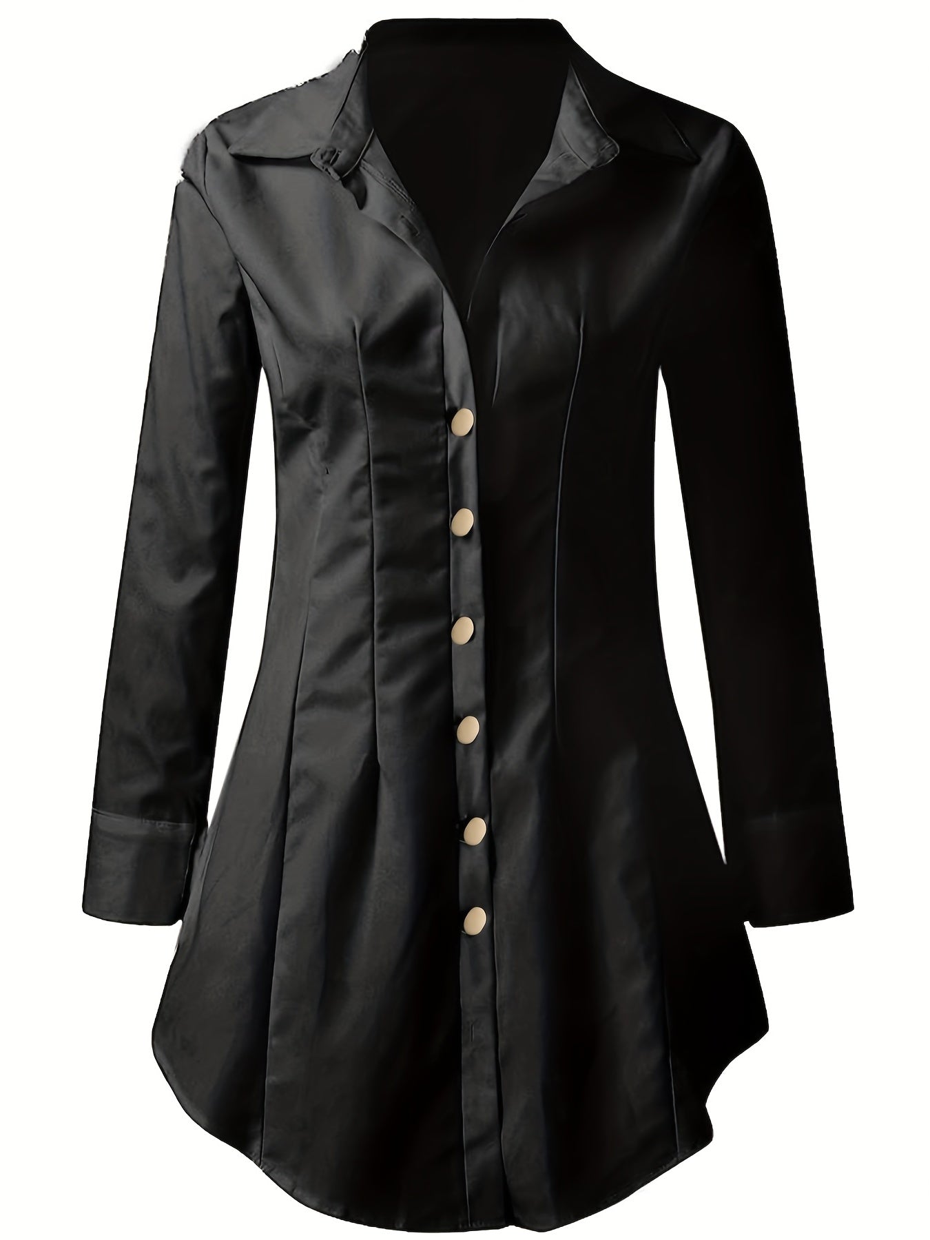 Women's Plus Solid Long Sleeve Button Up Shirt