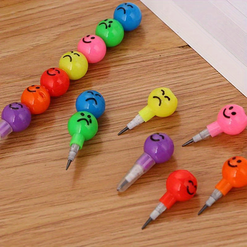 25pcs Colorful Pencil Cartoon Joyful Face Candy Gourd Pens
