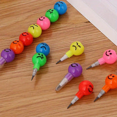 25pcs Colorful Pencil Cartoon Joyful Face Candy Gourd Pens