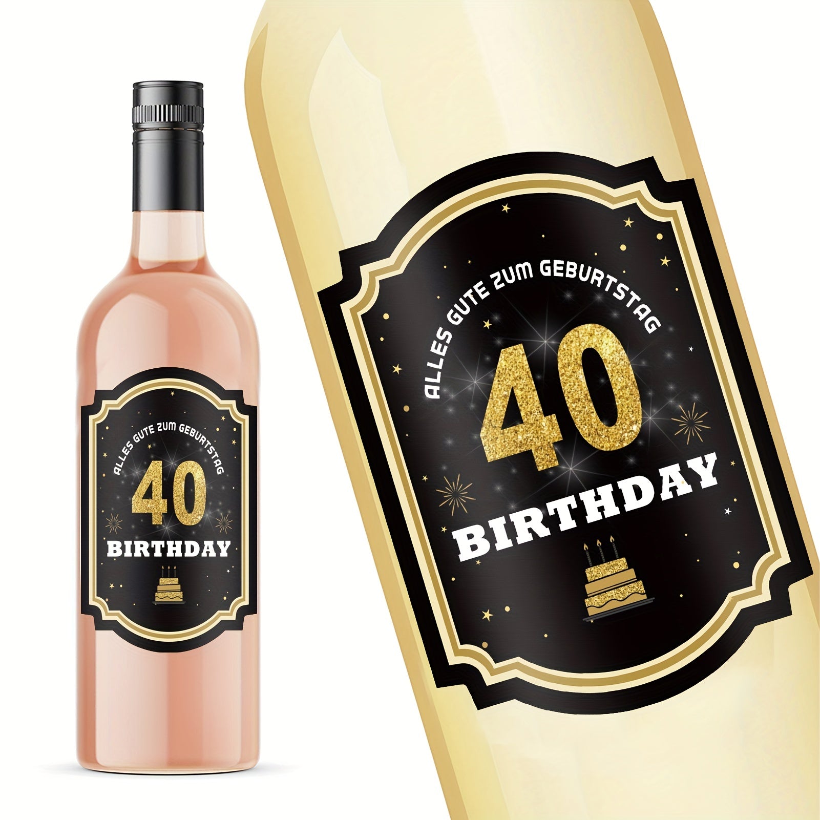 40th Birthday Bottle Labels Self Adhesive for Champagne & Sparkling Wine