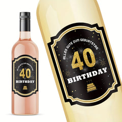 40th Birthday Bottle Labels Self Adhesive for Champagne & Sparkling Wine