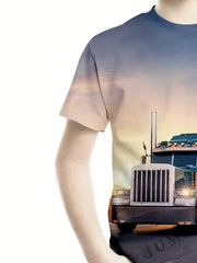3D Vehicle Pattern T shirt For Kids Short Sleeve Top Casual Tee