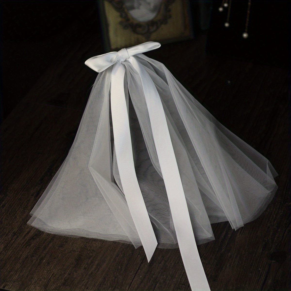 Bridal Satin Bowknot Head Veil Short Veil Wedding Hair Accessories