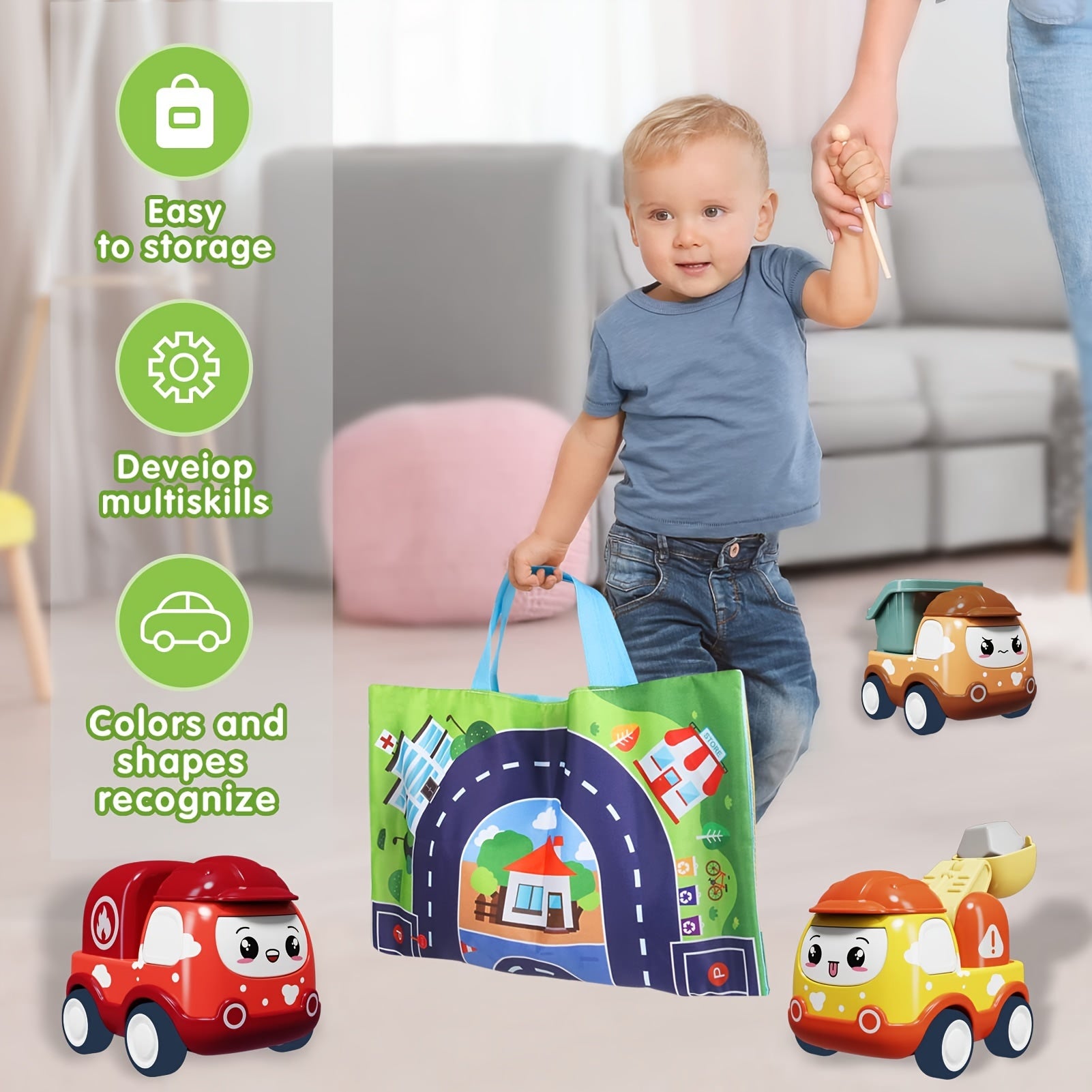 Baby Car Toy Tractor Trailor Playmat Storage Bag 1st Birthday Toddler