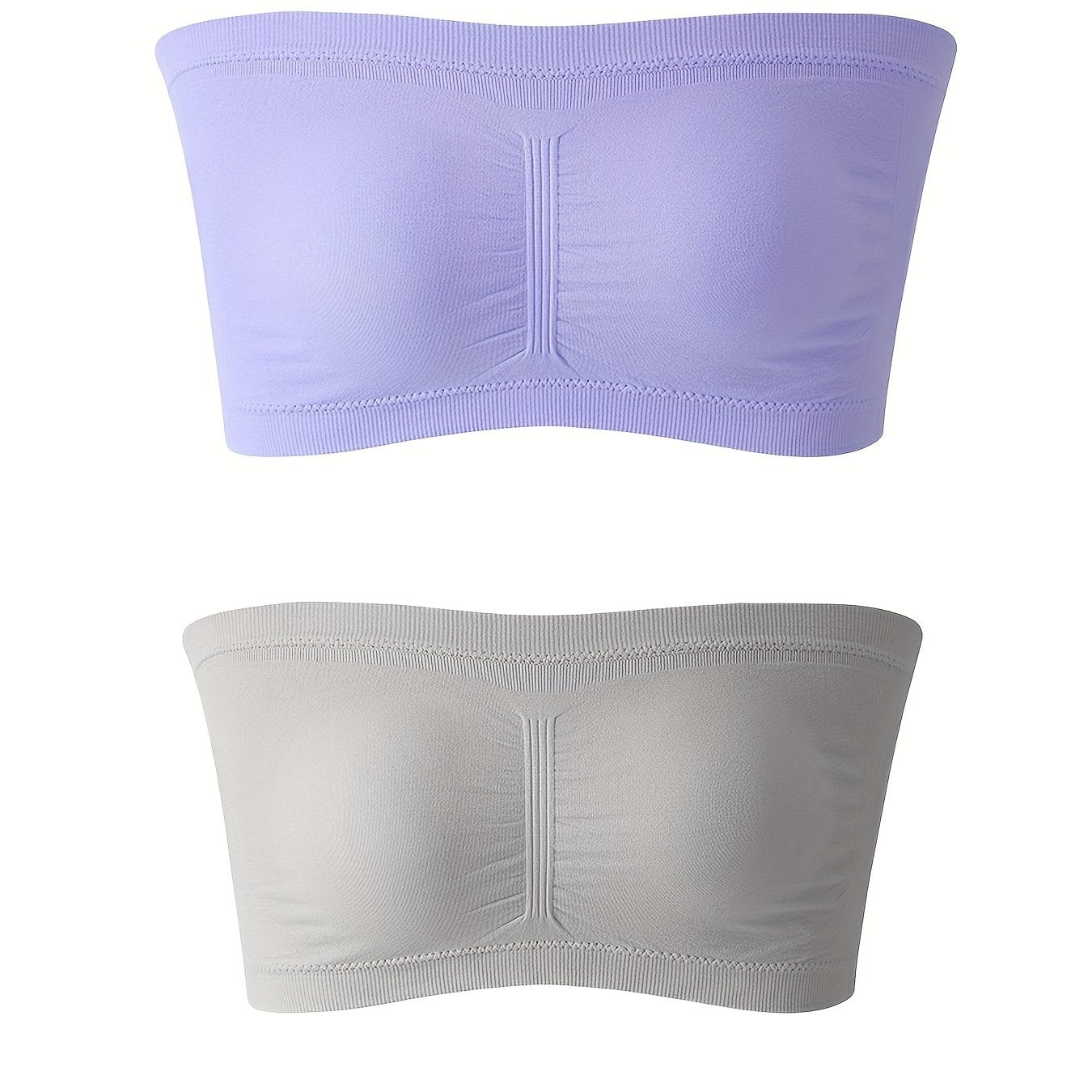 2pcs Seamless Strapless Bandeau Bras Soft Stretch Lingerie & Underwear