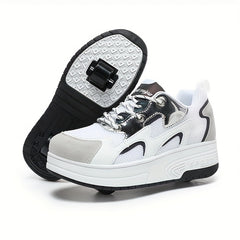 Girl's Breathable Roller Shoes Detachable Wheel Skate Sneakers
