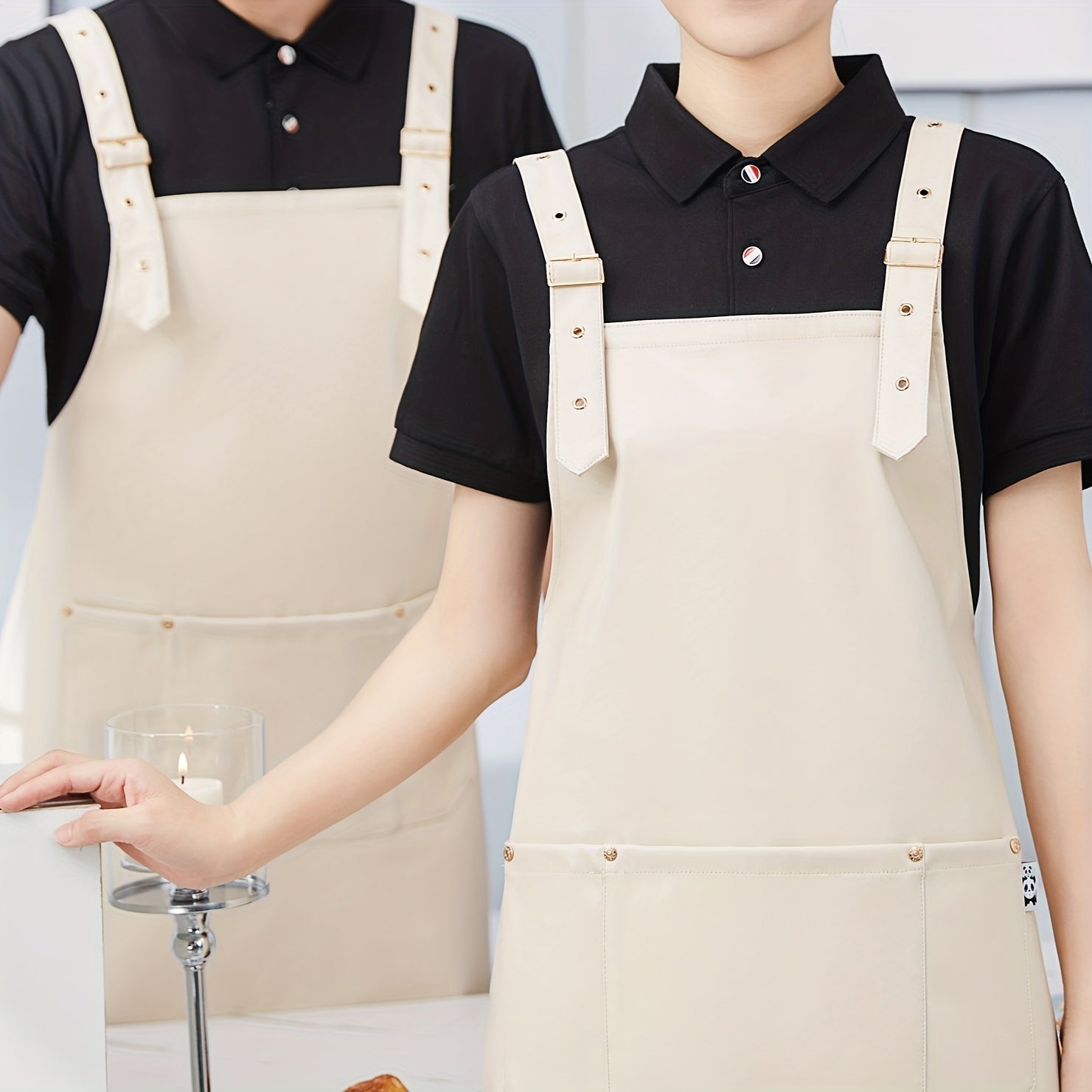 Waterproof Leather Overalls Apron Adjustable Straps Large Pockets